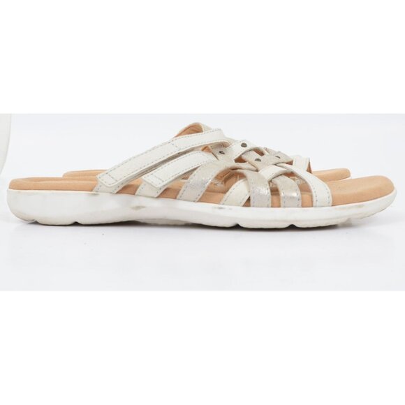 Clarks Elizabelle Rio Women's 9 Leather Slide Sandals Hook & Loop Slip On Comfy - Picture 4 of 10